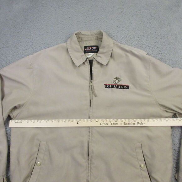 Vintage US Marines Bomber Jacket 50" inch‎ Chest Hilton Windbreaker Navy Veteran - Picture 10 of 12